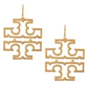 TORY BURCH • Gold Britten Logo Drop Earrings